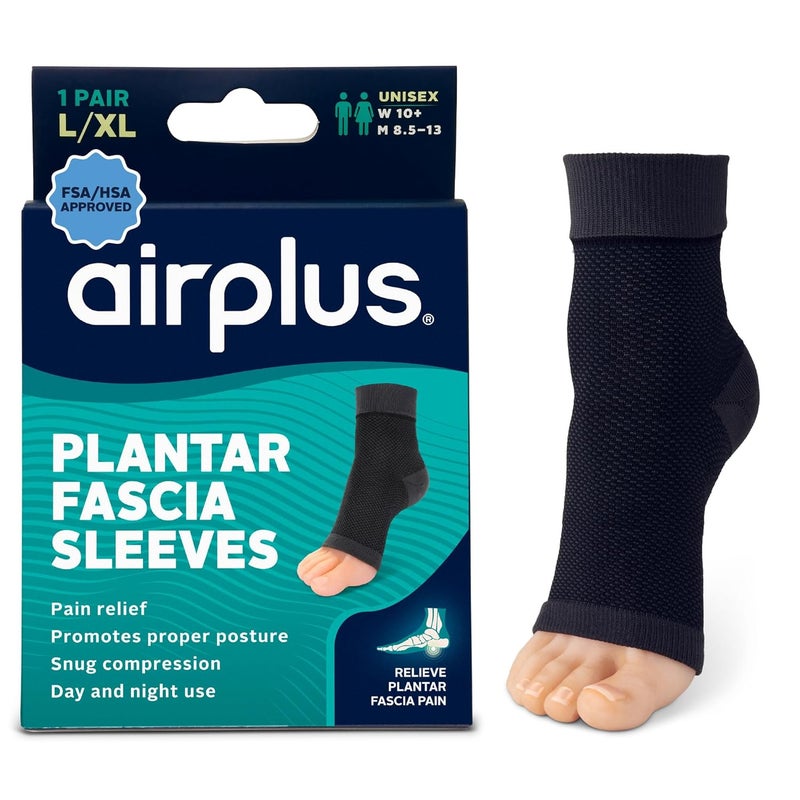 airplus Plantar Fascia Sleeve (FSA&HSA Eligible) Provides Heel and Arch Support, For Men and Women, Large-Extra Large - Image 1